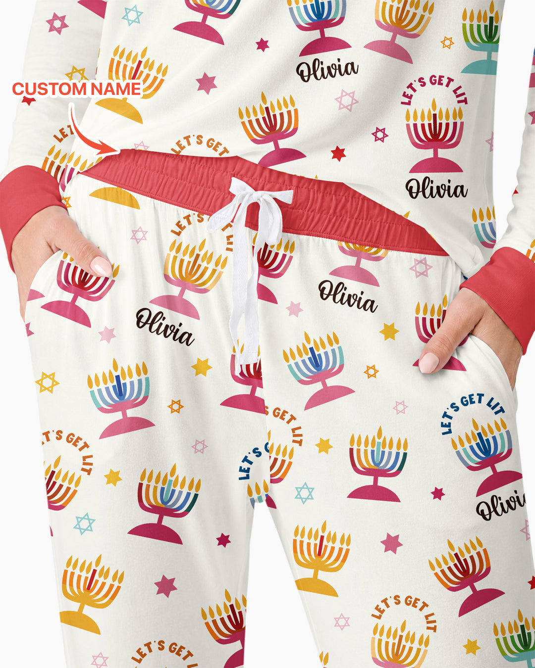 Let's Get Lit Hanukkah Bamboo Women Pajama Set