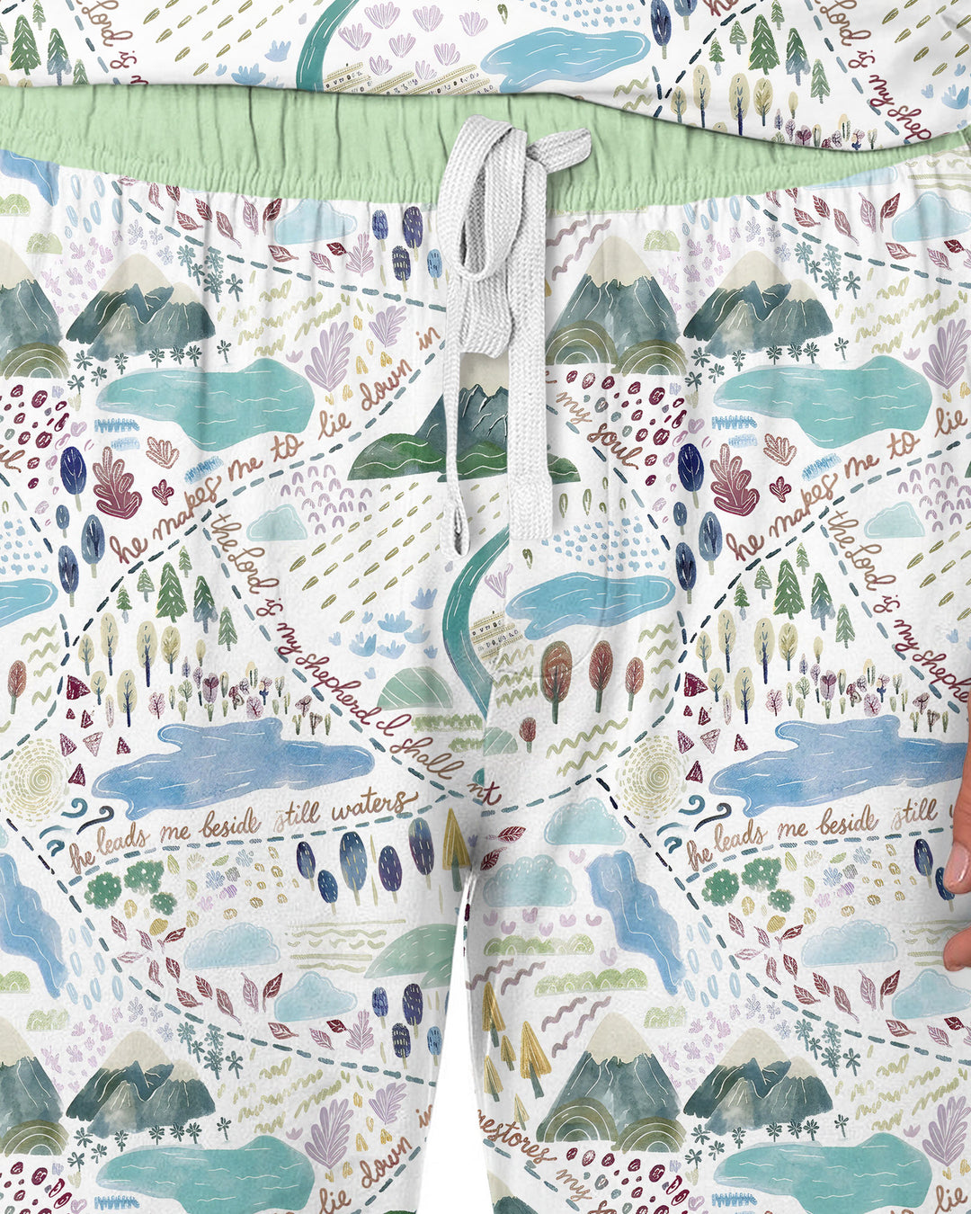 Whimsical Psalms 23 Map Bamboo Men's Pajama Set