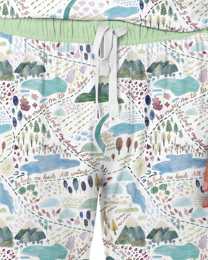 Whimsical Psalms 23 Map Bamboo Men's Pajama Set