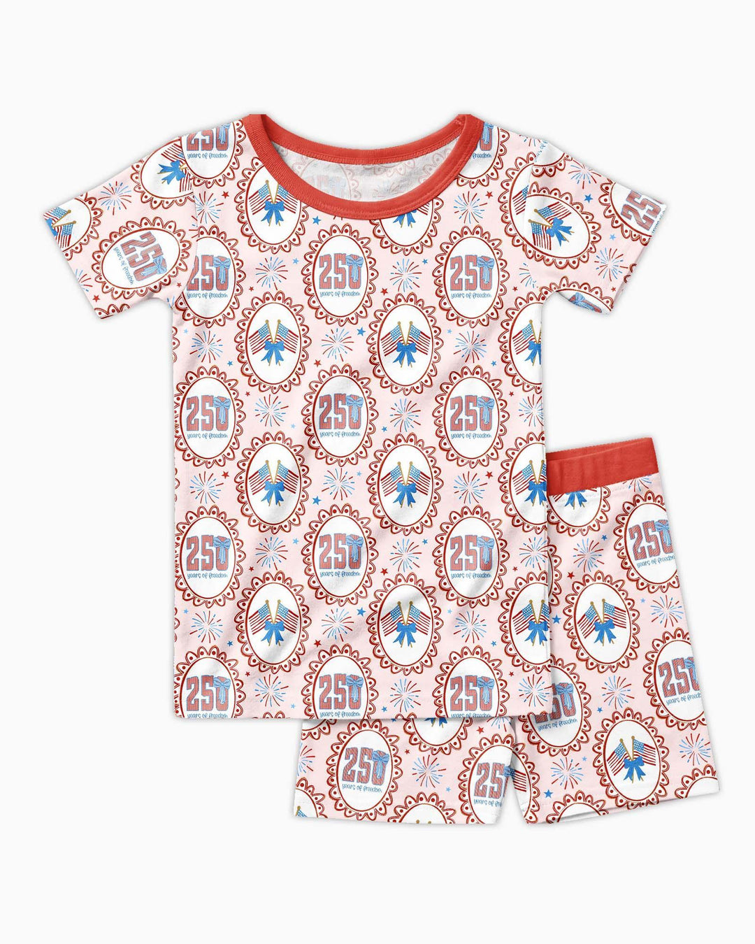 Patriotic Coquette Bamboo Two Piece Short Sleeve Shorts Pajama Set