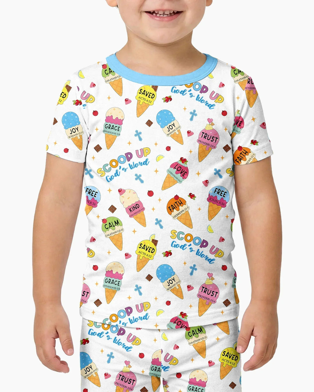 Ice Cream Summer Christian Bamboo Two Piece Short Sleeve Pajama Set