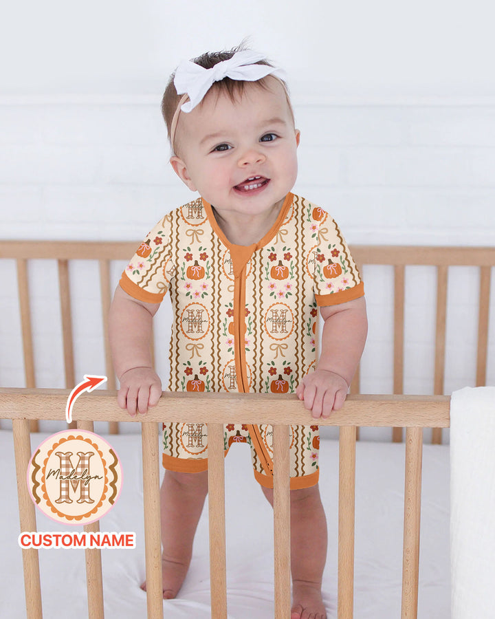 Custom Name Pumpkin Cottage Bamboo Shorty Zippy