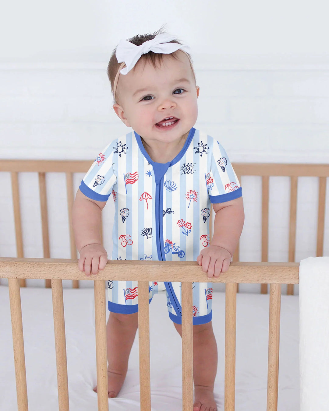 Red, White & Beachy Family Matching Bamboo Shorty Zippy