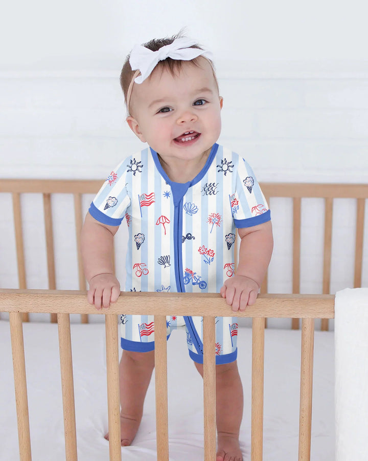 Red, White & Beachy Family Matching Bamboo Shorty Zippy