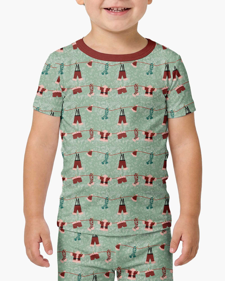 Santa In The Snow Bamboo Two Piece Short Sleeve Pajama Set