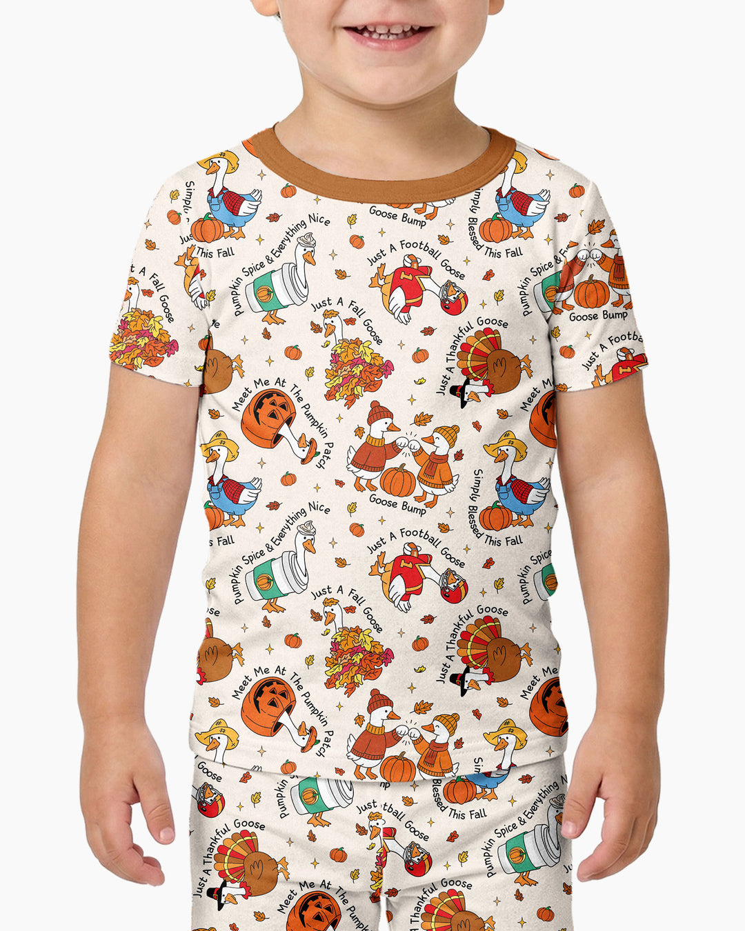 Just A Fall Goose Family Matching Bamboo Two Piece Short Sleeve Pajama Set