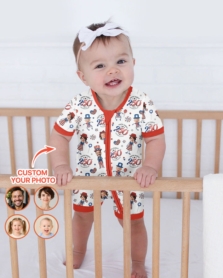 Custom Photo Smith Family Celebration Bamboo Shorty Zippy