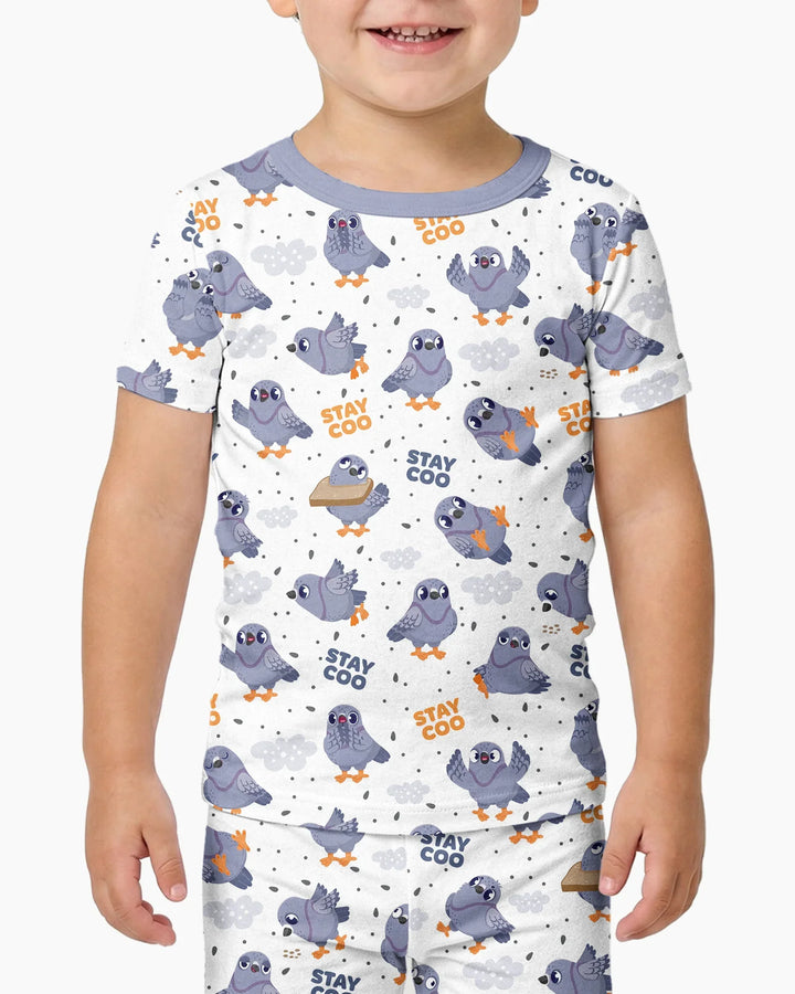 Pigeon Stay Coo Bamboo Two Piece Short Sleeve Shorts Pajama Set