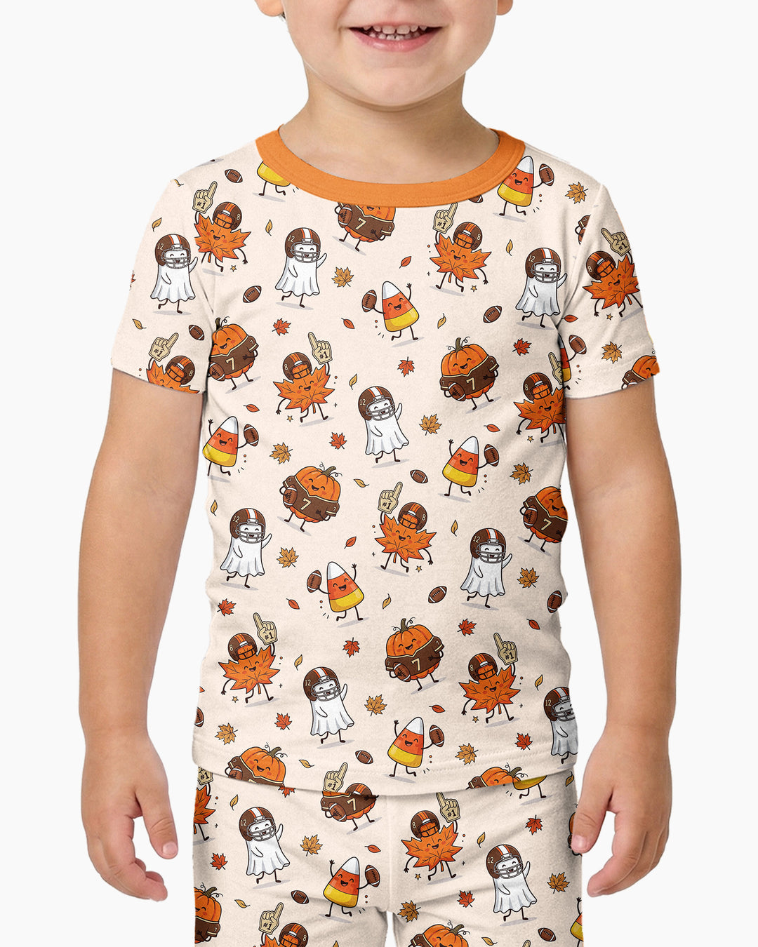 Fall Day Football Bamboo Two Piece Short Sleeve Pajama Set