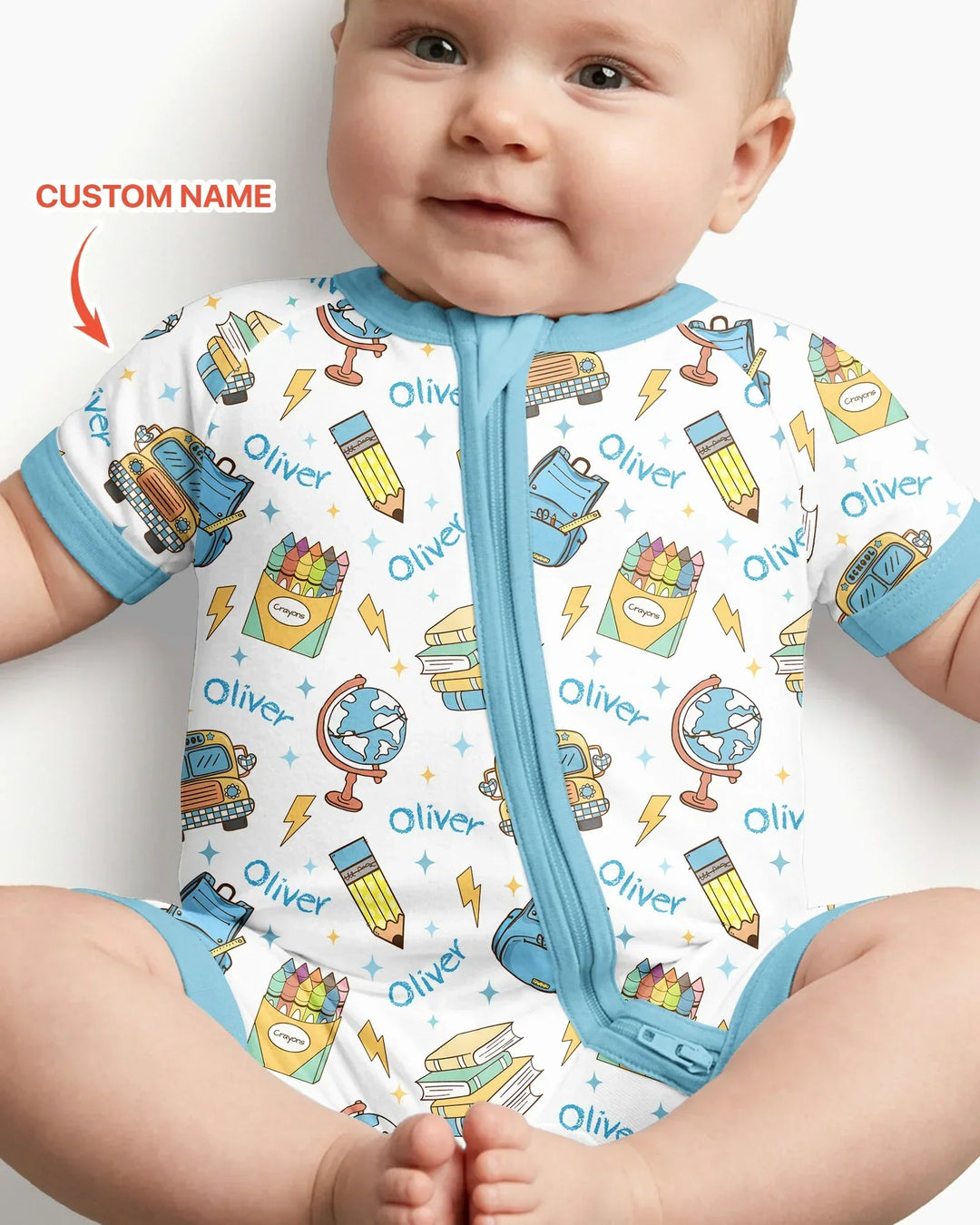 Custom Name Back To School Bamboo Shorty Zippy