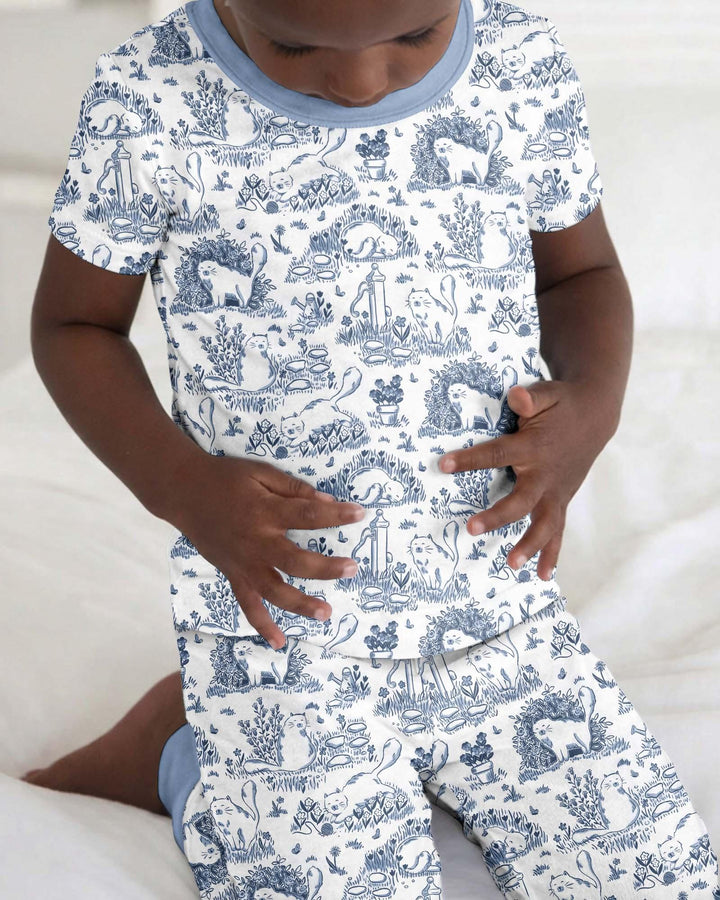 Toile Cats Bamboo Two Piece Short Sleeve Pajama Set