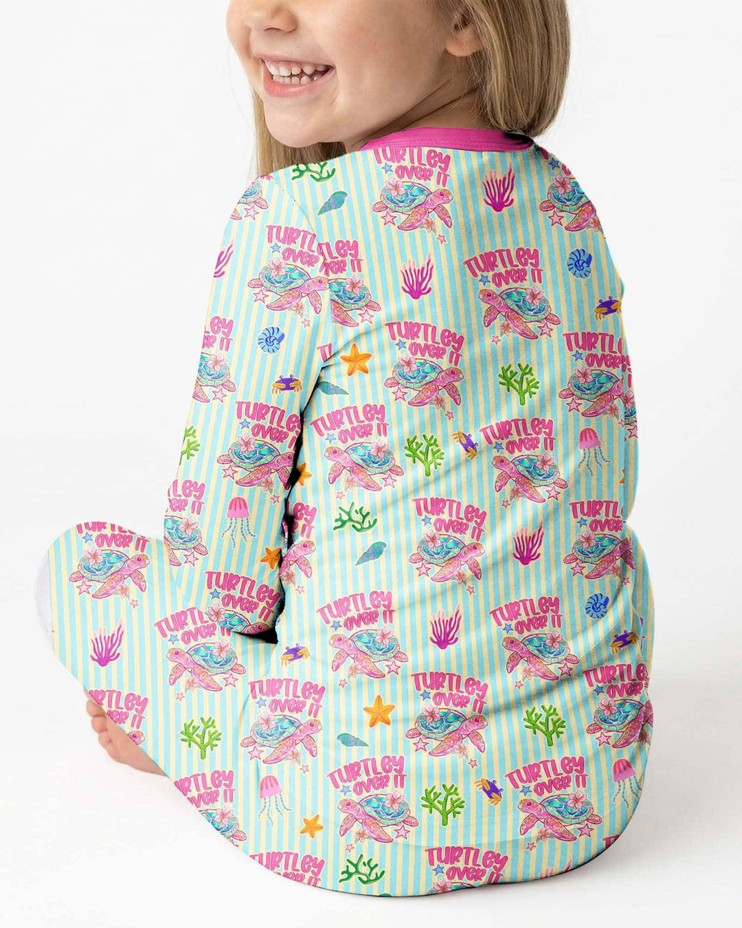 Turtley Over It Family Matching Bamboo Two Piece Long Sleeve Pajama Set