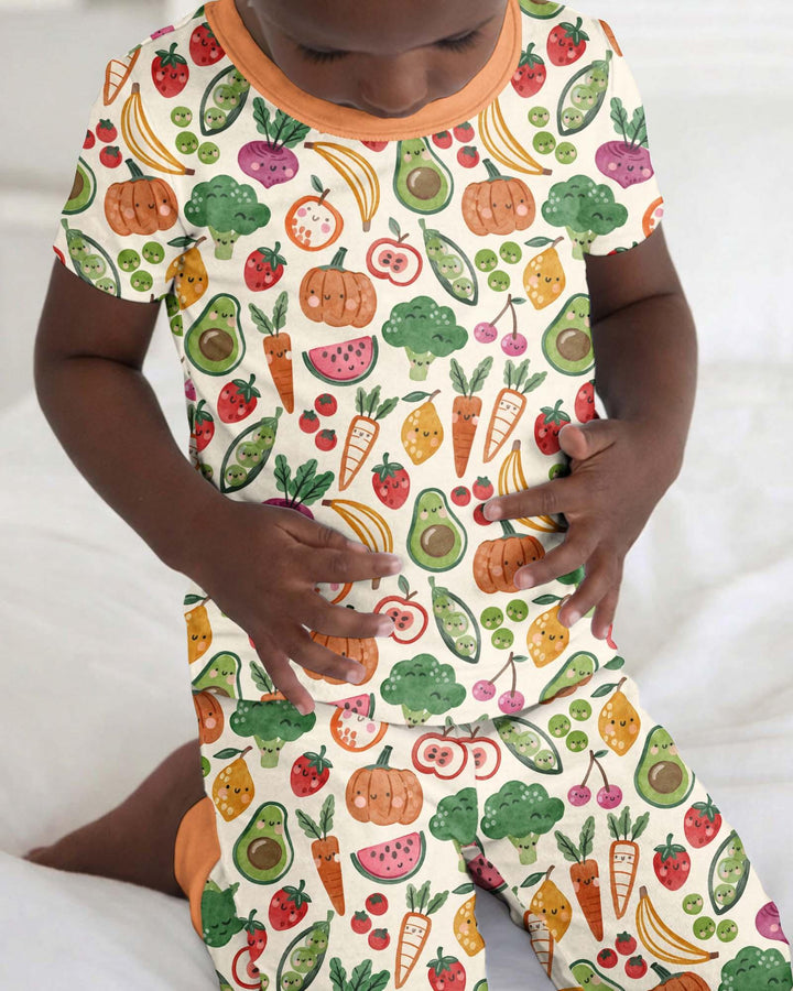 Veggie Friends Family Matching Bamboo Two Piece Short Sleeve Pajama Set