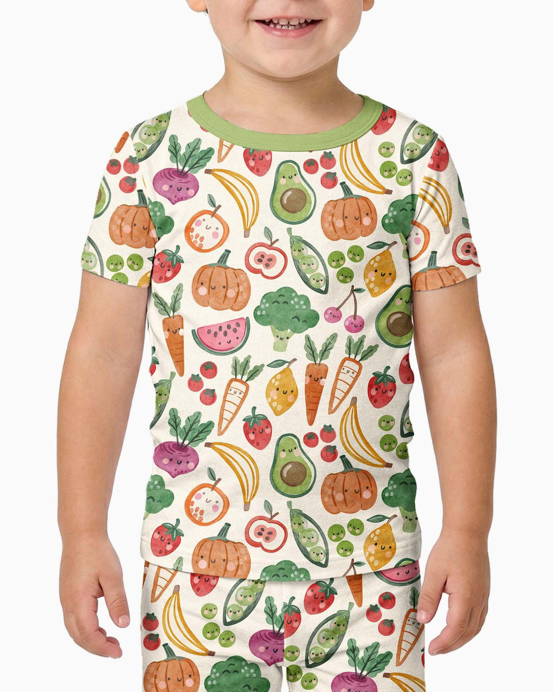 Veggie Friends Family Matching Bamboo Two Piece Short Sleeve Pajama Set
