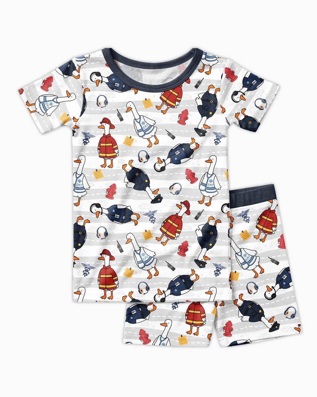 Rescue Goose Squad Bamboo Two Piece Short Sleeve Shorts Pajama Set