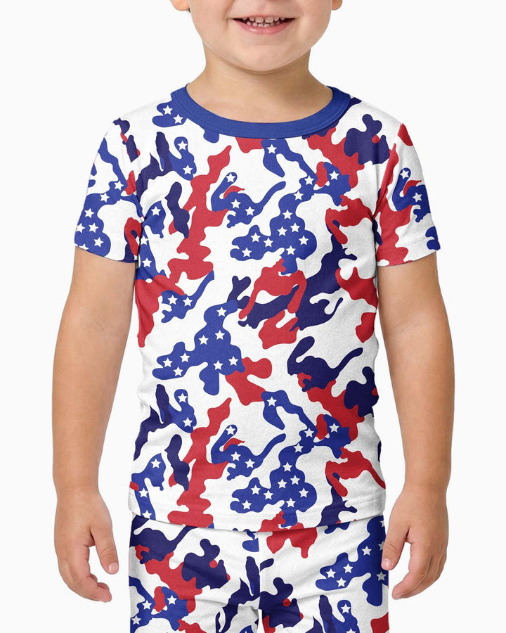 Patriot Camo Daddy & Me Matching Bamboo Two Piece Short Sleeve Pajama Set