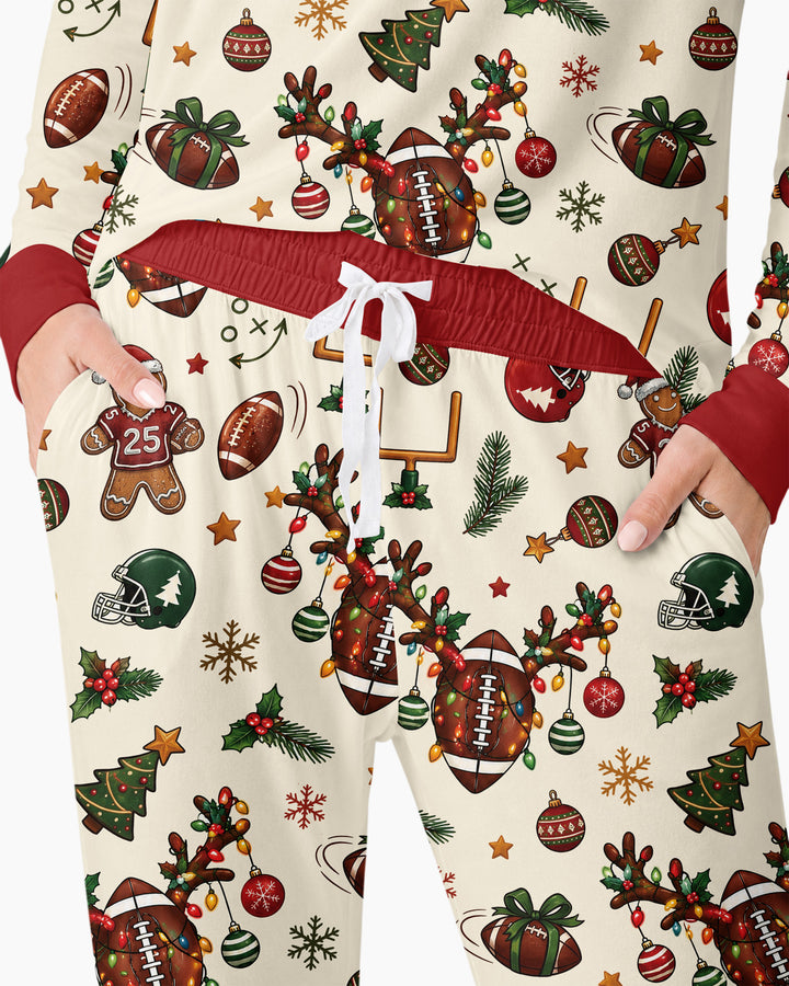 Football Christmas Merry Kickmas Bamboo Women Pajama Set