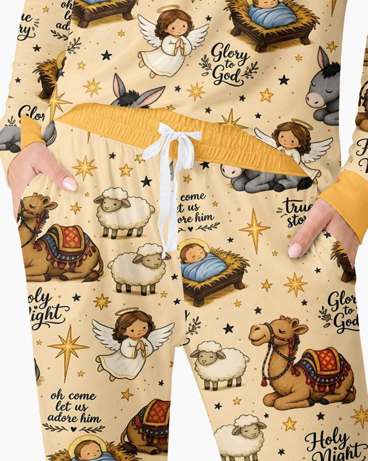 Nativity Christmas Holy Night Bamboo Women Pajama Set