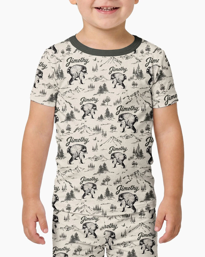 Vintage Jimothy Racoon Family Matching Bamboo Two Piece Short Sleeve Pajama Set