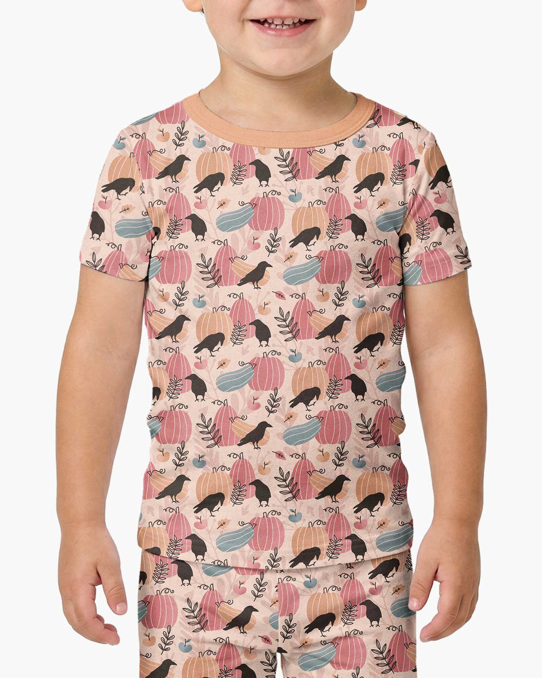 Pastel Pumpkin Patch Bamboo Two Piece Short Sleeve Pajama Set