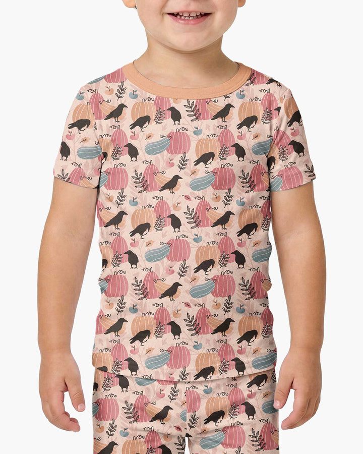 Pastel Pumpkin Patch Bamboo Two Piece Short Sleeve Pajama Set