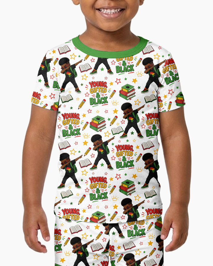 Black Boy Young Gifted & Black Bamboo Two Piece Short Sleeve Pajama Set