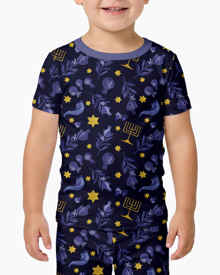 Rosh Hashanah Night Family Matching Bamboo Two Piece Short Sleeve Pajama Set