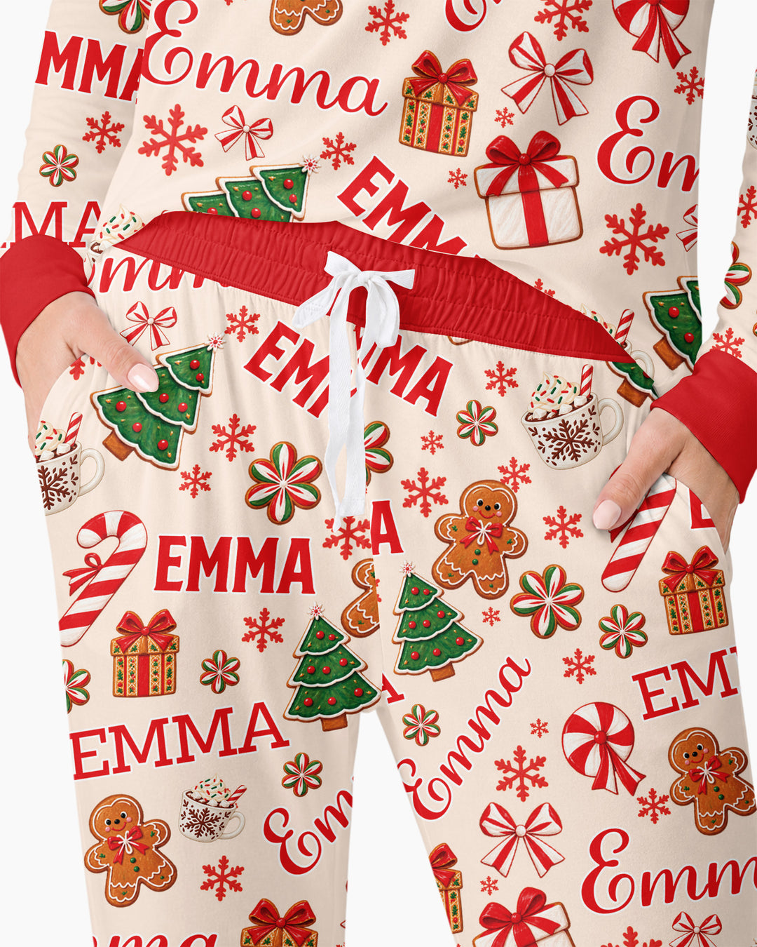 Merry Christmas Custom Name Bamboo Women Pajama Set