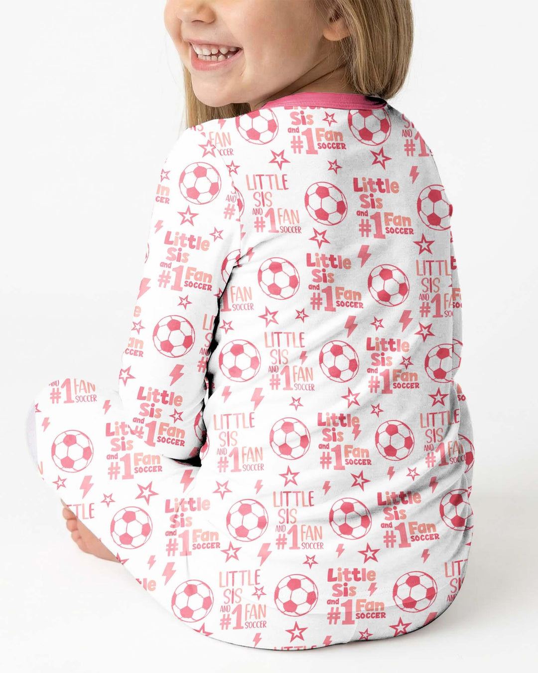Little Sister and Bro #1 Fan Soccer Bamboo Two Piece Long Sleeve Pajama Set