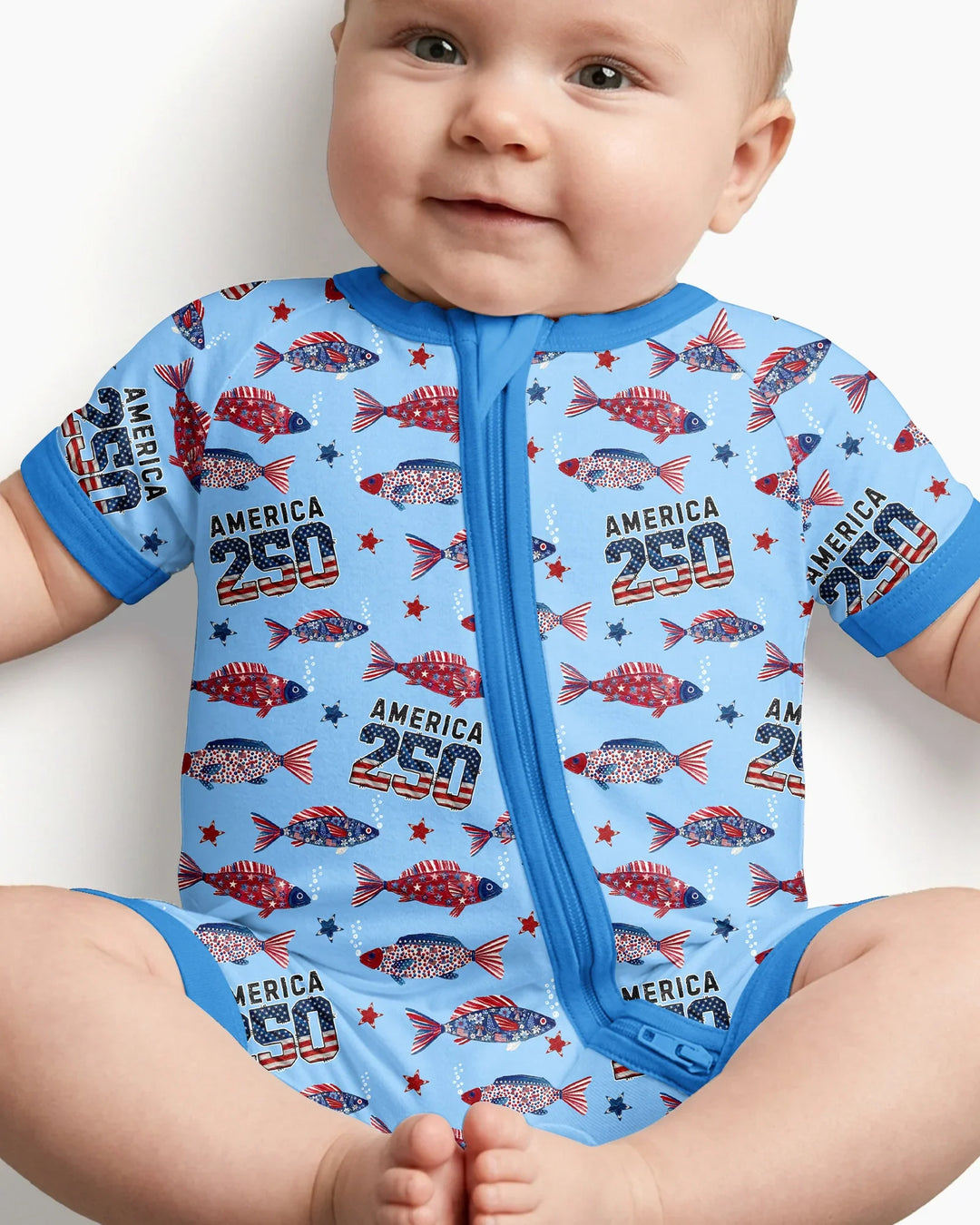Stars and Stripes Fish Bamboo Shorty Zippy