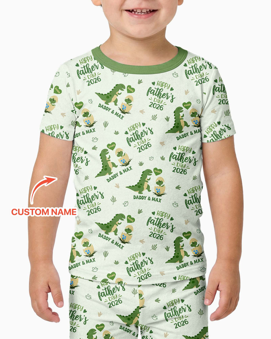 Custom Name Fathers Day 2026 Bamboo Two Piece Short Sleeve Pajama Set