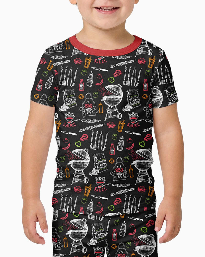Backyard BBQ Party Family Matching Bamboo Two Piece Short Sleeve Pajama Set
