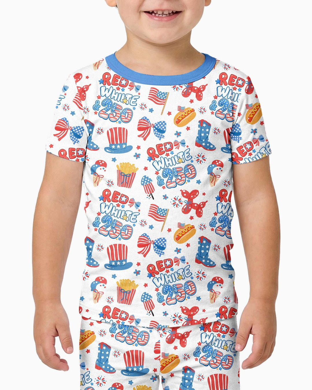 Red White & 250 Bamboo Two Piece Short Sleeve Pajama Set