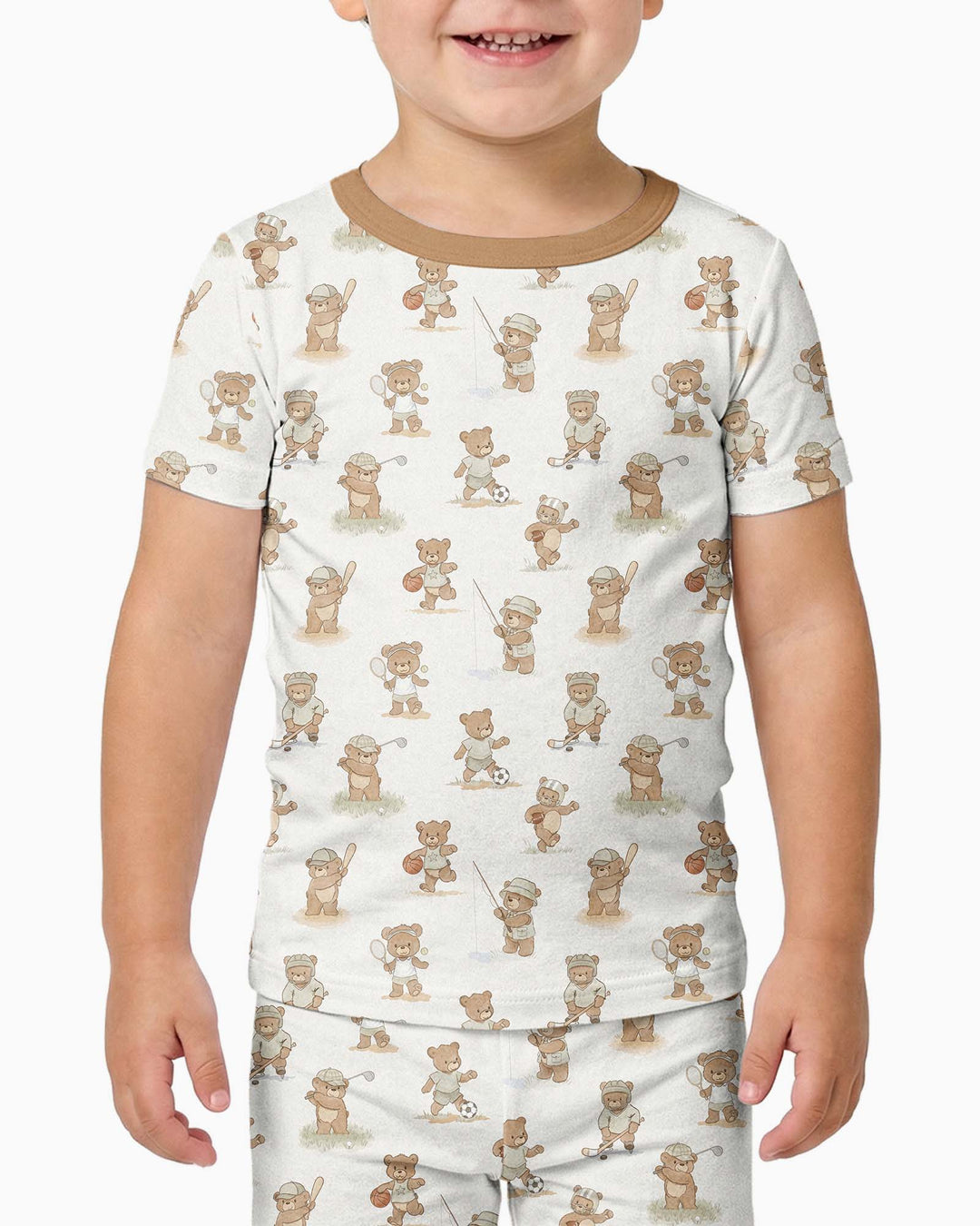 Little Sports Bears Bamboo Two Piece Short Sleeve Pajama Set