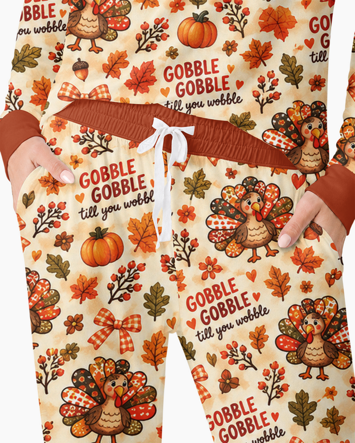 Gobble Gobble Till You Wobble Bamboo Women Pajama Set