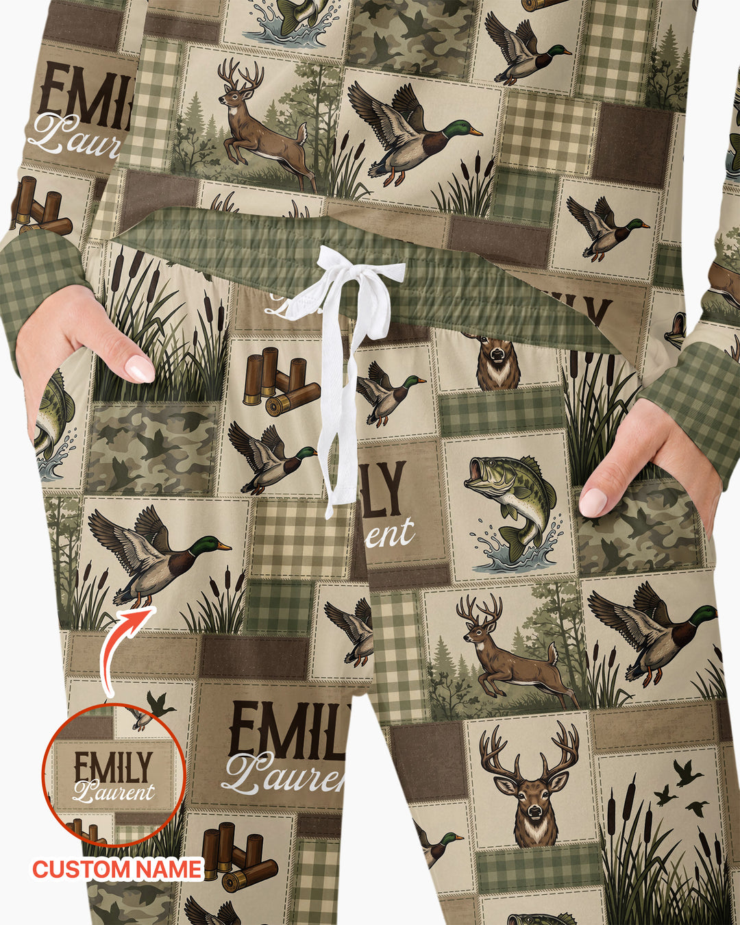 Personalized Hunting Patchwork Bamboo Women Pajama Set