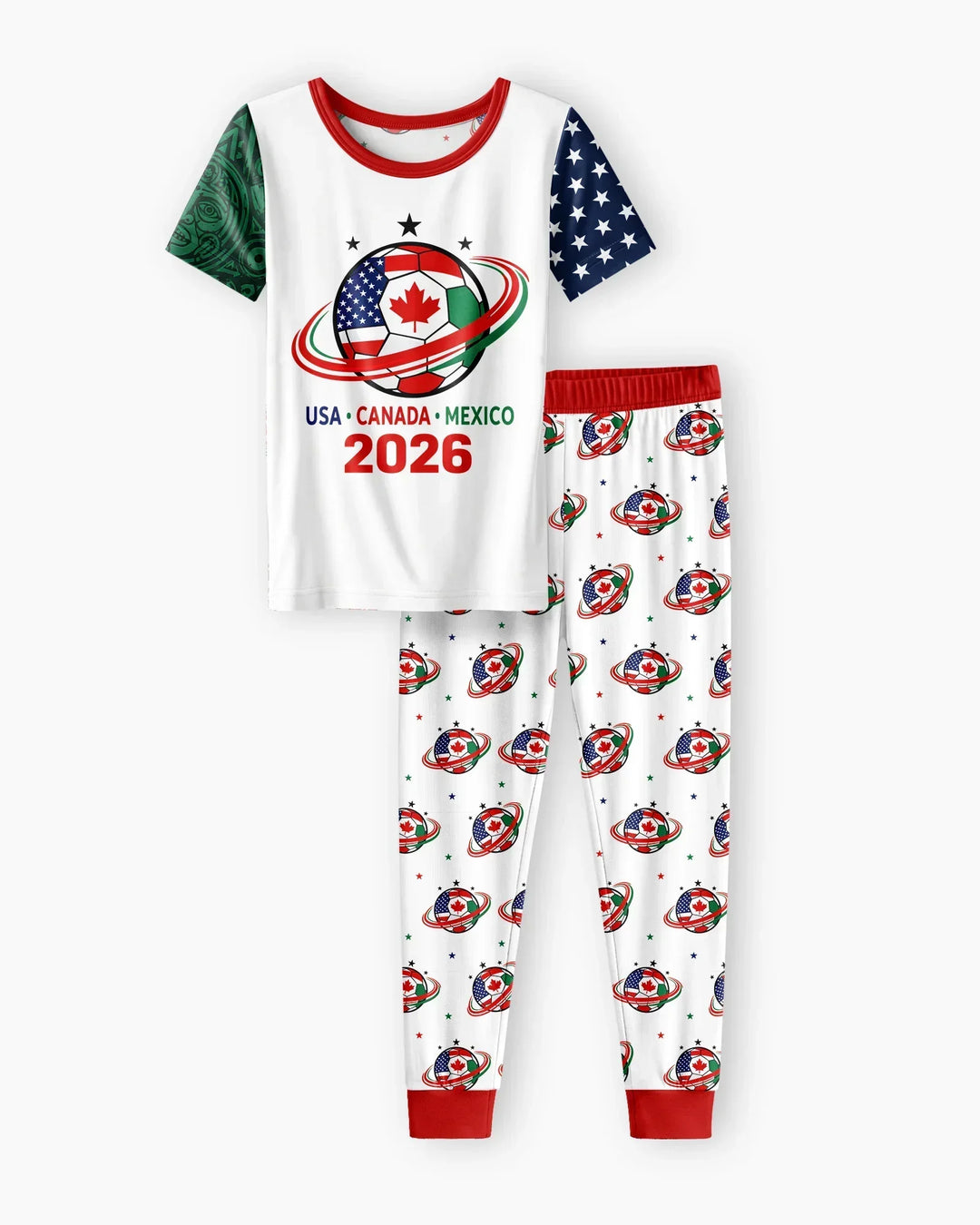Soccer Cup USA Canada Mexico Bamboo Two Piece Short Sleeve Pajama Set
