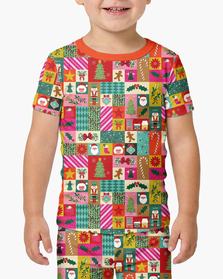 Maximalist Christmas Collage Bamboo Two Piece Short Sleeve Pajama Set