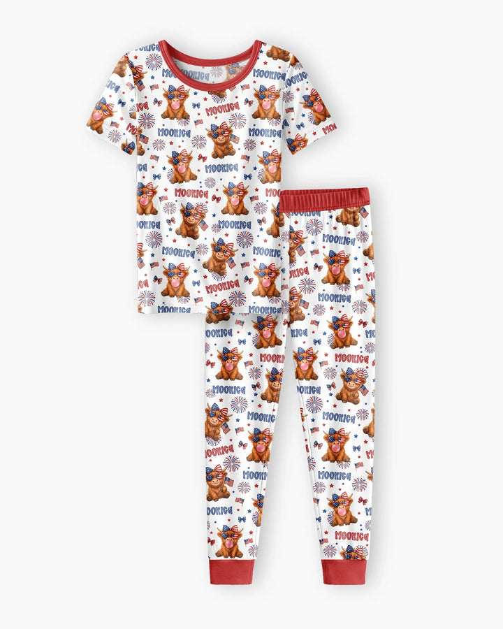 Moo-Rica Cowgirl Bamboo Two Piece Short Sleeve Pajama Set