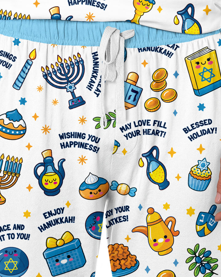 Kawaii Menorah Holiday Bamboo Men's Pajama Set