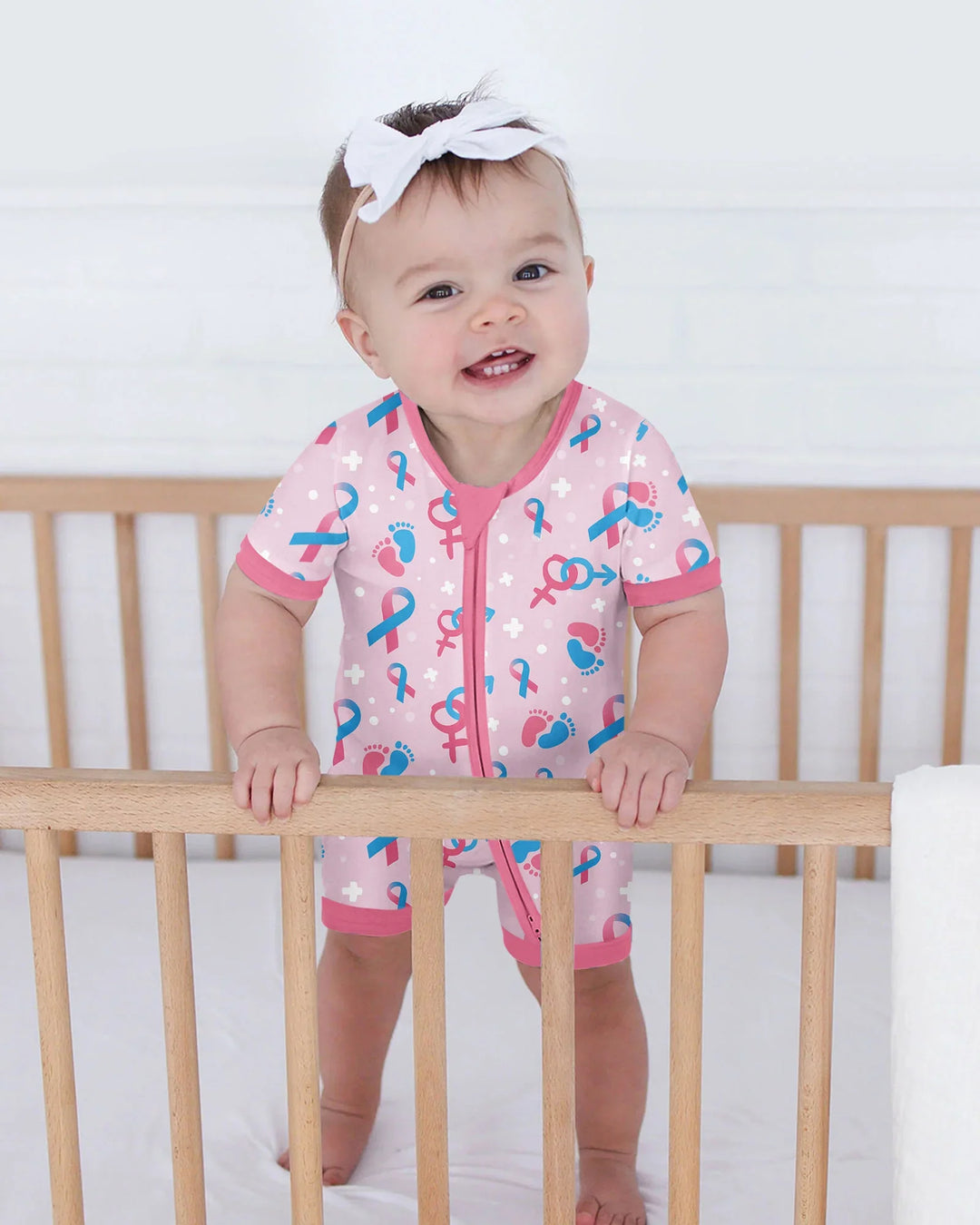 Infertility Awareness Blue and Pink Bamboo Shorty Zippy