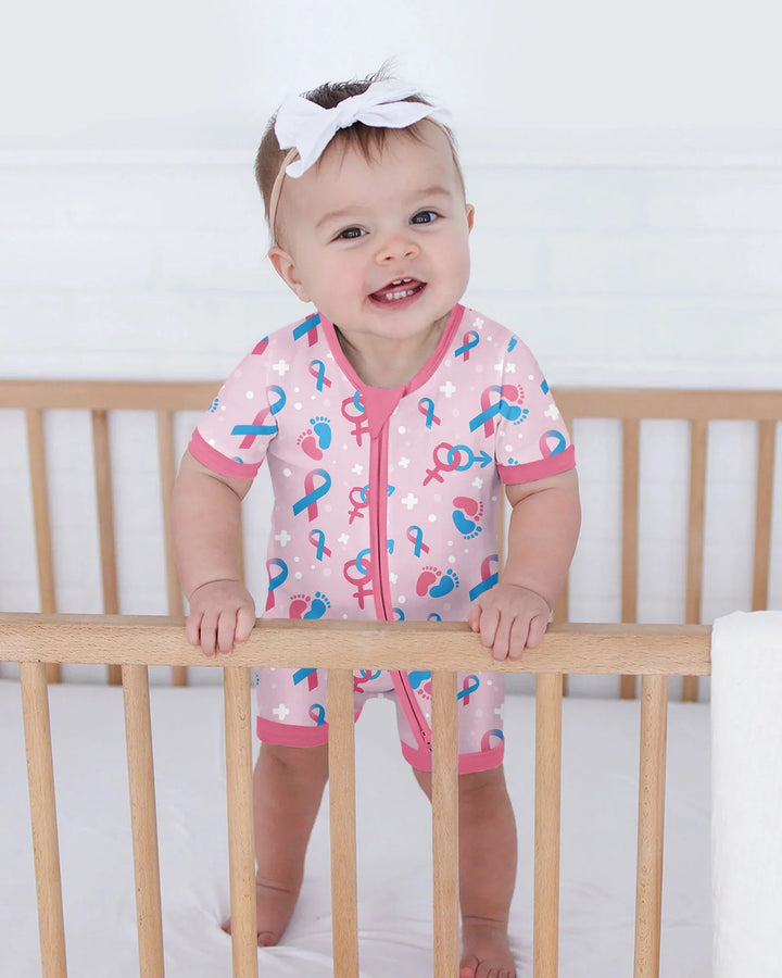 Infertility Awareness Blue and Pink Bamboo Shorty Zippy