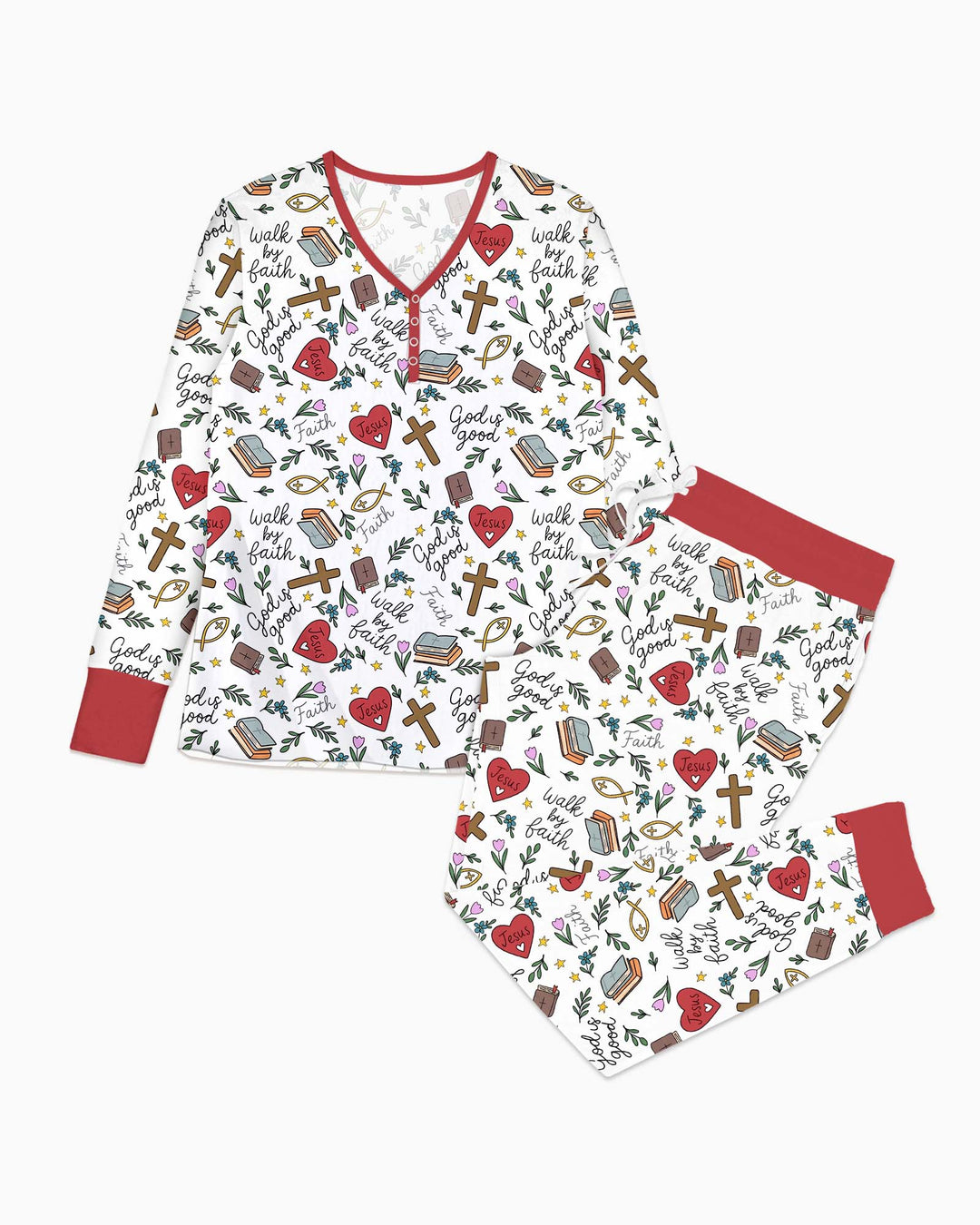Love Jesus God Is Good Bamboo Women Pajama Set