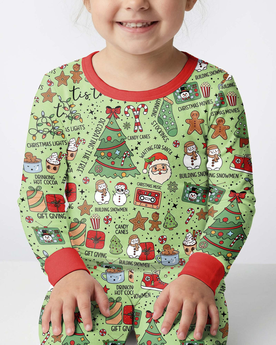 Christmas lights Bamboo Two Piece Long Sleeve Pajama Set