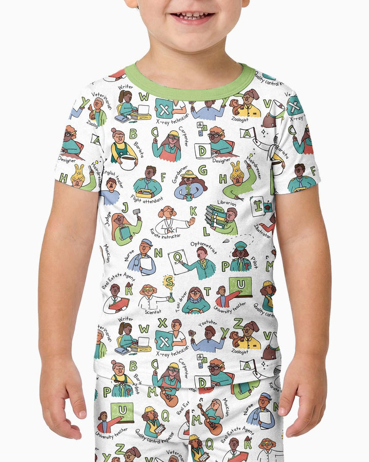 Jobs Alphabet Bamboo Two Piece Short Sleeve Pajama Set