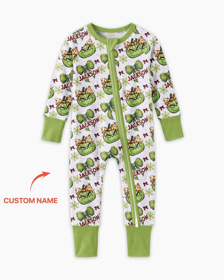 Custom Name Grumpy Green Christmas Bamboo Convertible Zippy