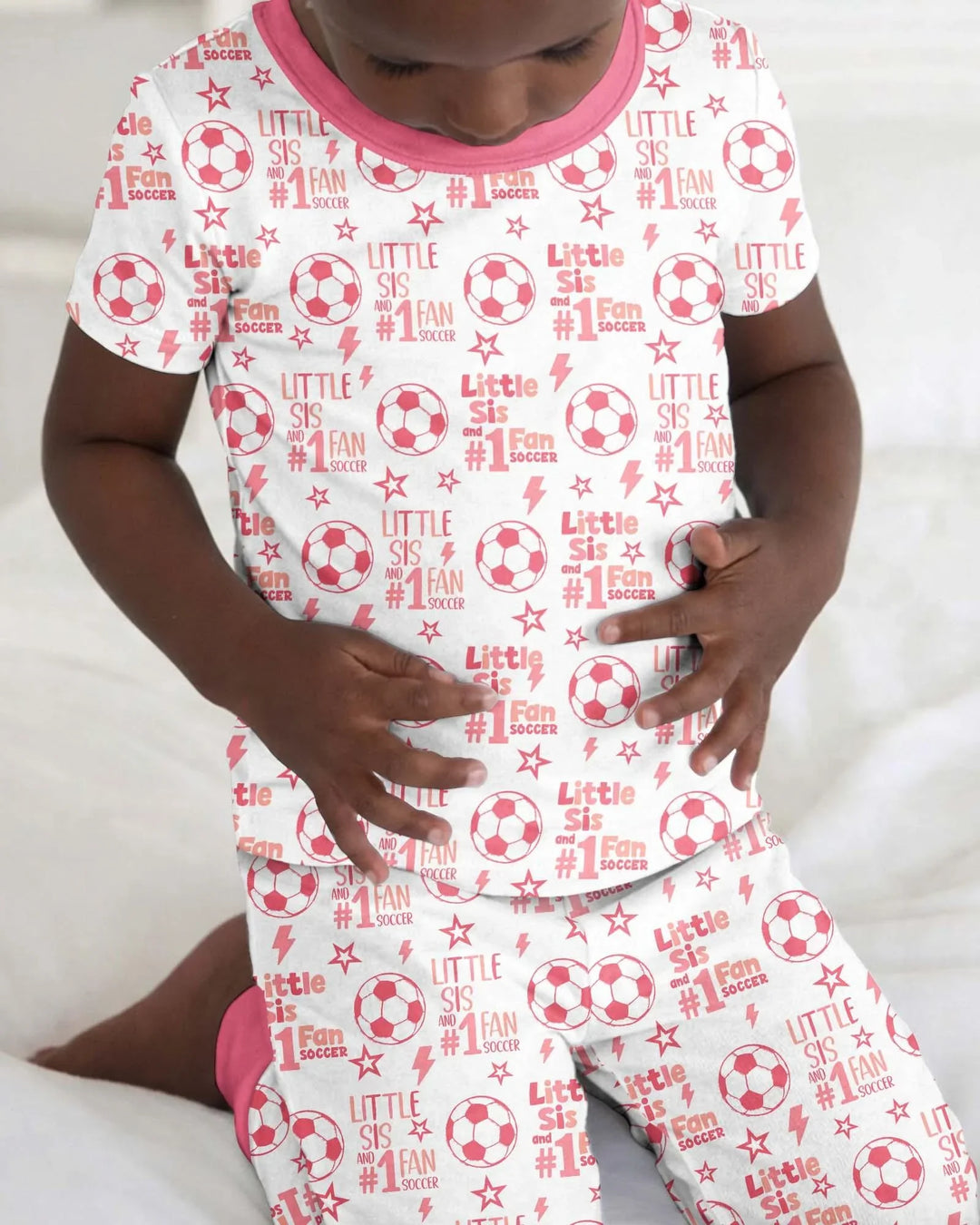 Little Sister and Bro #1 Fan Soccer Bamboo Two Piece Short Sleeve Pajama Set