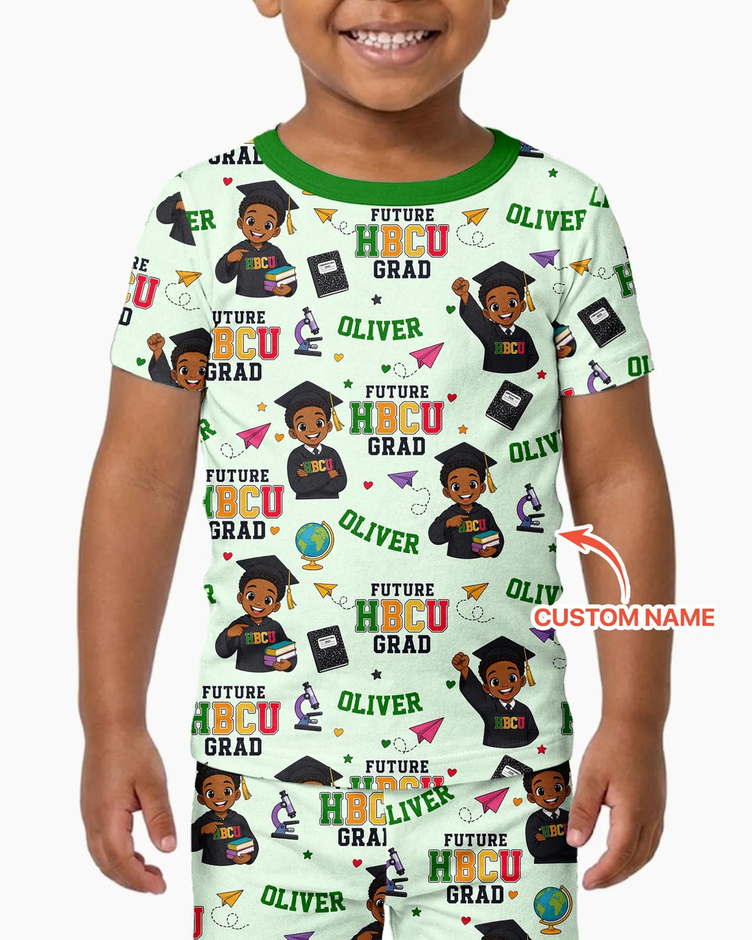 Custom Name Future HBCU Grad Bamboo Two Piece Short Sleeve Pajama Set