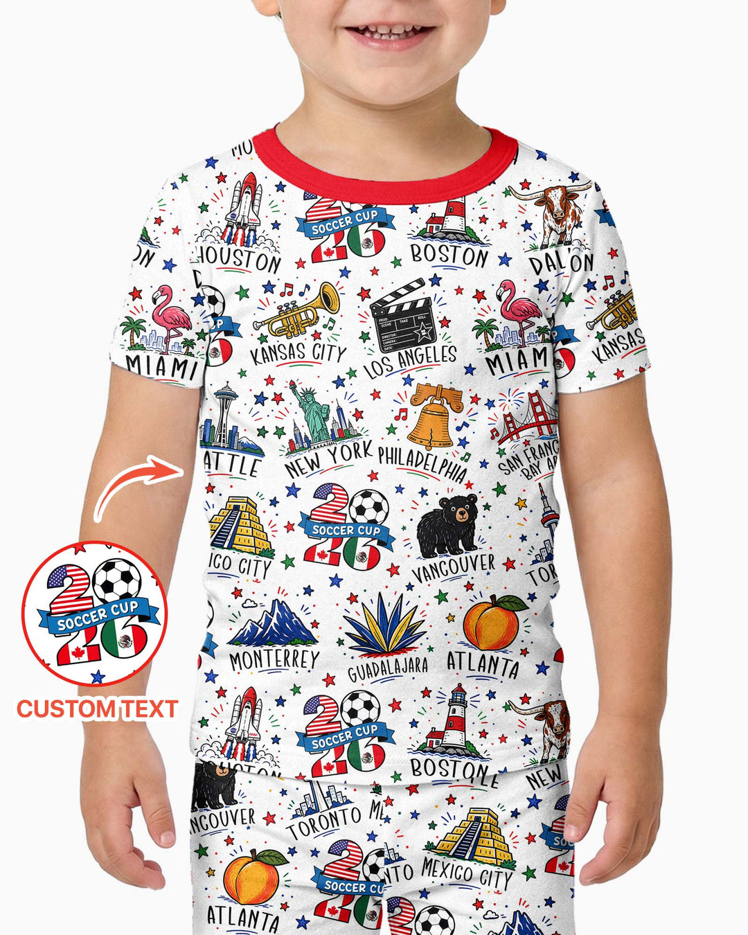 2026 Soccer Cup Host Citties Bamboo Two Piece Short Sleeve Pajama Set