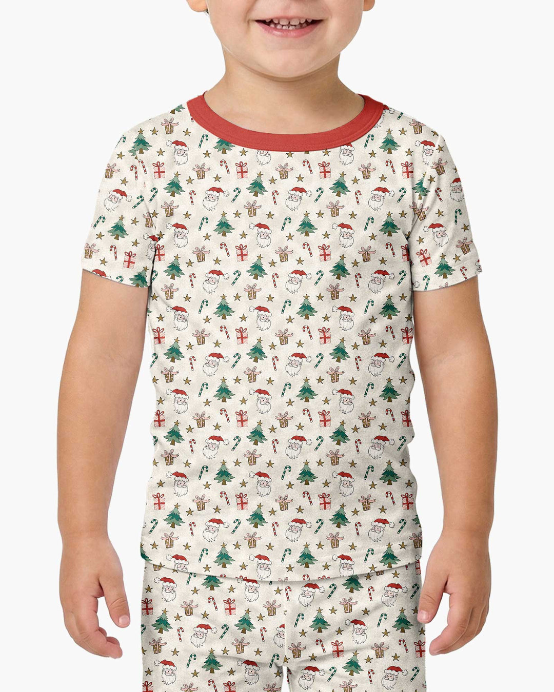Snowy Santa Bamboo Two Piece Short Sleeve Pajama Set